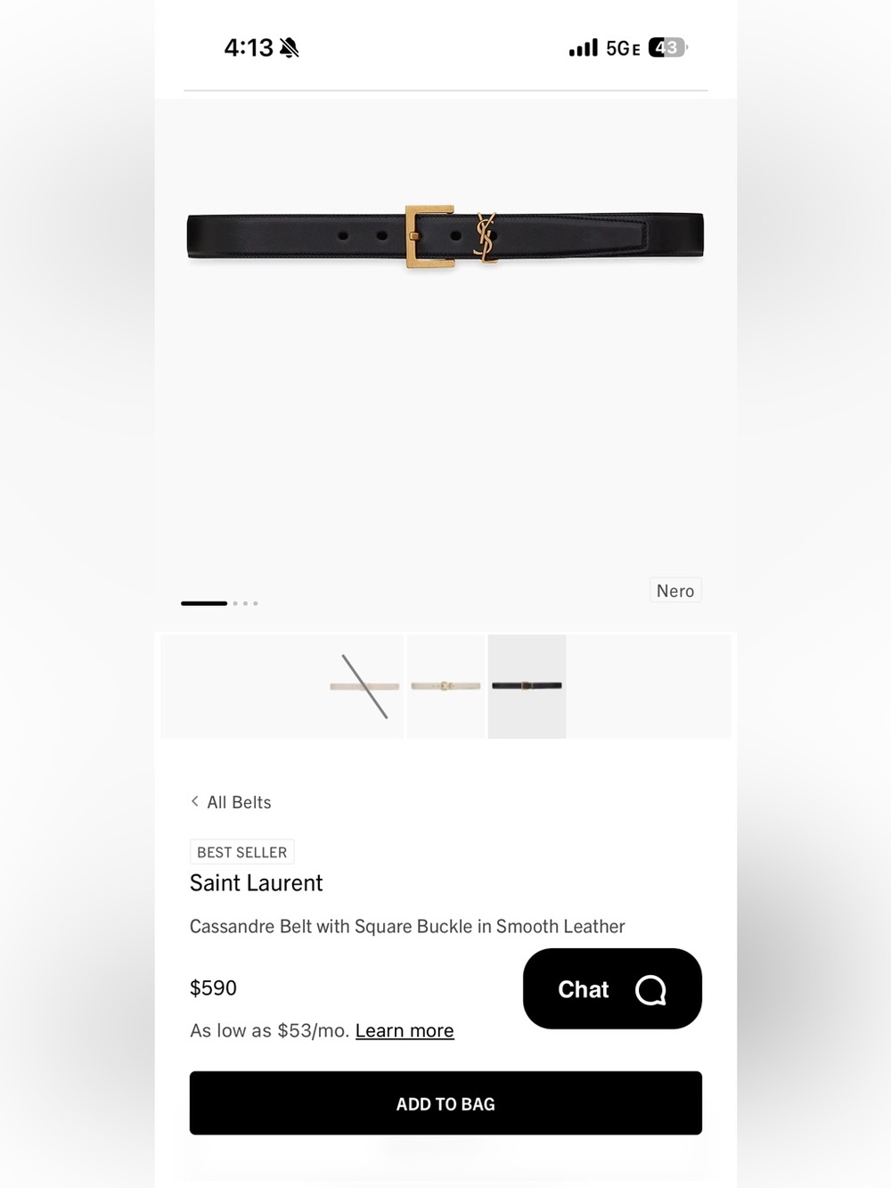 Saint Laurent Black Leather Belt with Gold YSL Hardware - Picture 6 of 6